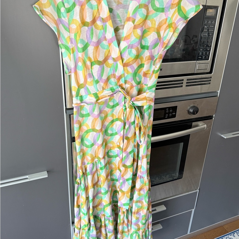 Sandro silk & linen colorful midi! Size 8/40